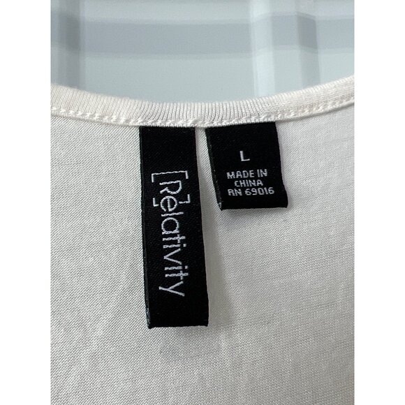 Relativity Tank Top Size Large Beaded Scoop Neck Sleeveless Embellished White - Picture 3 of 7